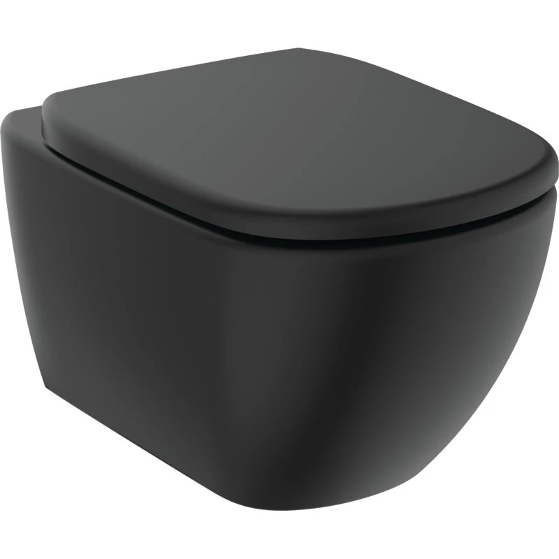 Ideal Standard Tesi væghængt toilet, mat sort, uden skyllekant
