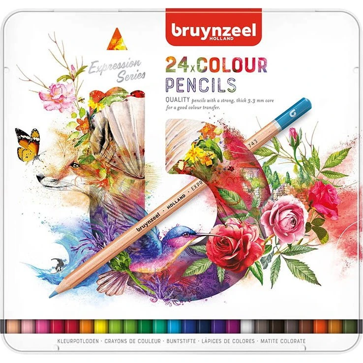 Bruynzeel Expression Colour Pencils - 24 farveblyanter i metaldåse