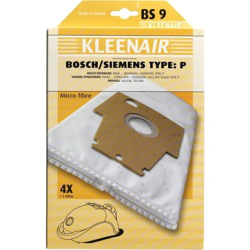 Pureair BS9 Bosch/Siemens Type P støvsugerposer (4 stk. + filter)