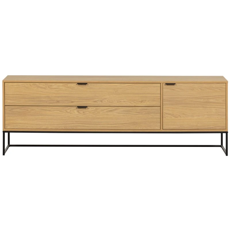 WOOOD Silas TV-bord i egetræsmelamin og sort metal (180x44 cm)