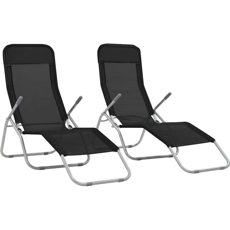 vidaXL Foldbare liggestole 2 stk. - Sort Textilene
