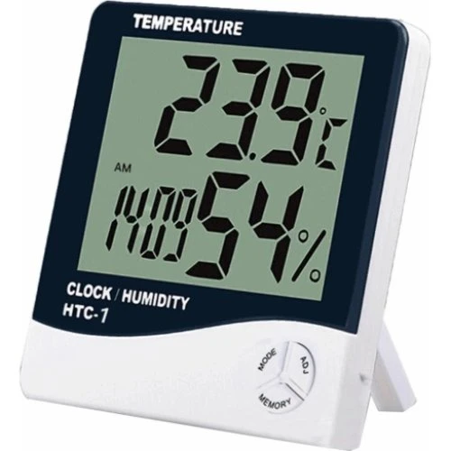 Praktisk vækkeur med temperatur og dato - Hvid/Blå