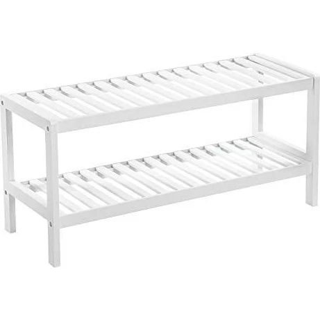 Songmics 2-lags bambus skostativ, hvid, 70 x 26 x 33 cm