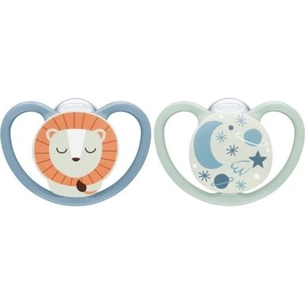 NUK Space Night Silikone S2 (6-18 mdr) Anatomisk 2-pak