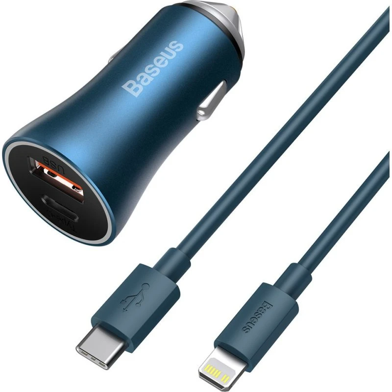 Baseus Golden Contactor Pro 40W Biloplader med USB-C & USB + Kabel