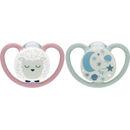 NUK Space Night Silikone S1 (0-6 mdr) 2-pak