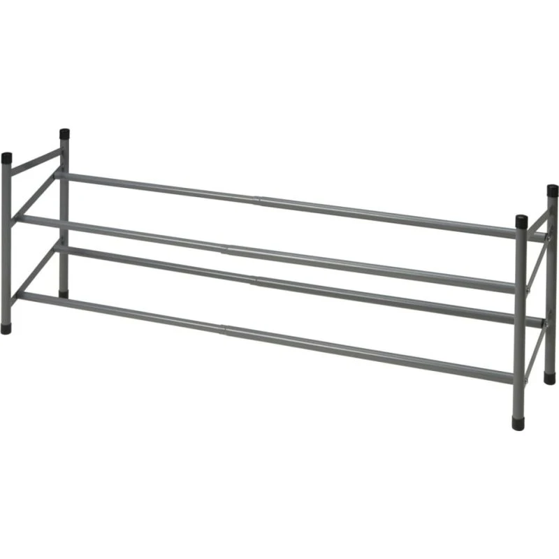 Koopman Justerbar Skoreol med 2 hylder, sort metal, 61,5-115 cm