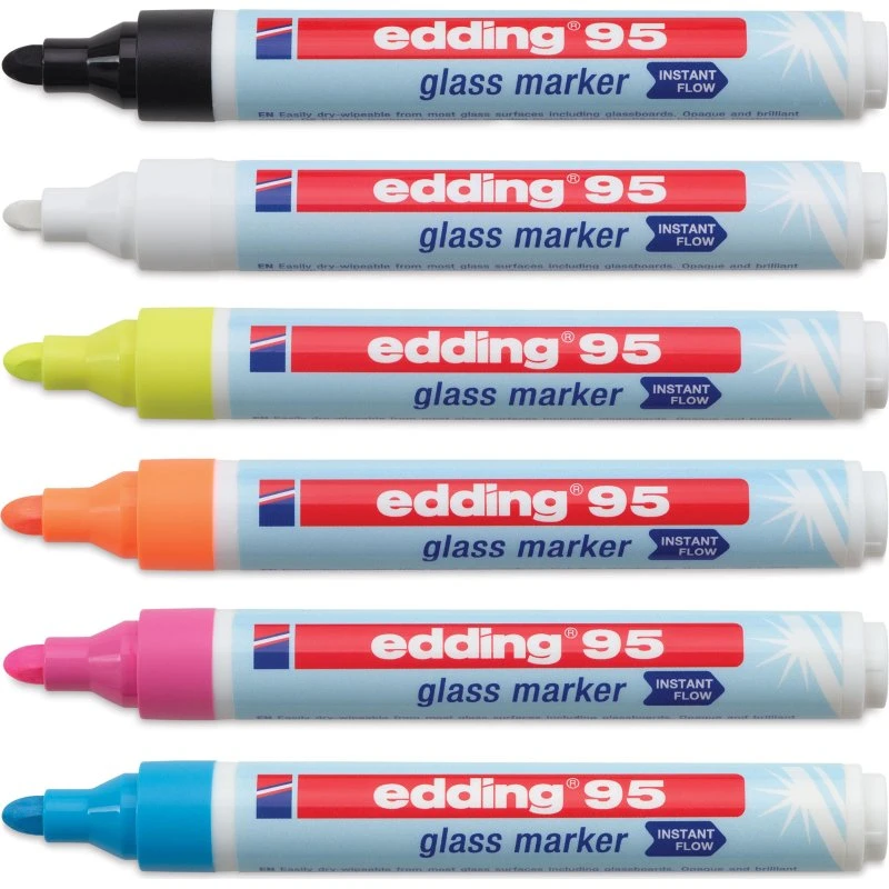 Edding 95 Glastuscher Sæt - 6 stk.