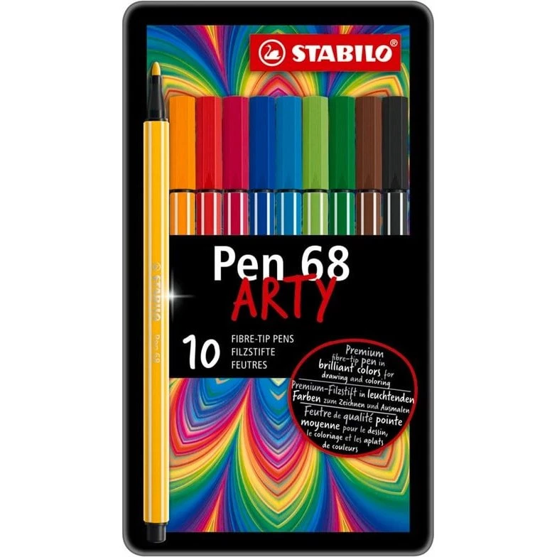 STABILO Pen 68 Arty - Metalæske med 10 farver