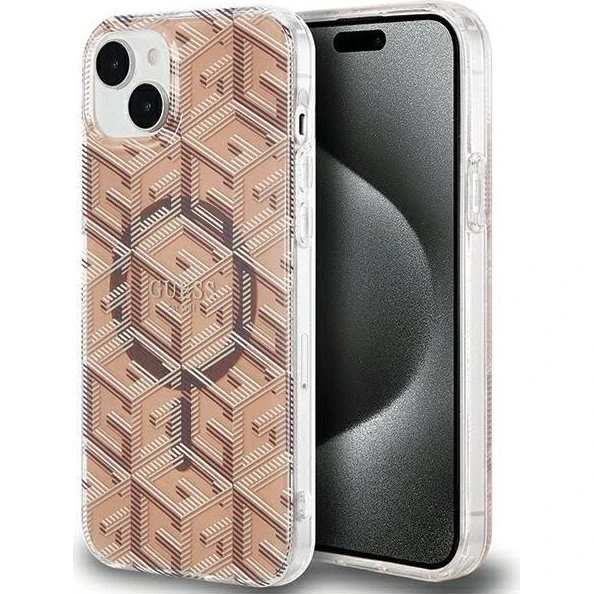 GUESS IML GCube MagSafe cover til iPhone 15/14/13 - Brun