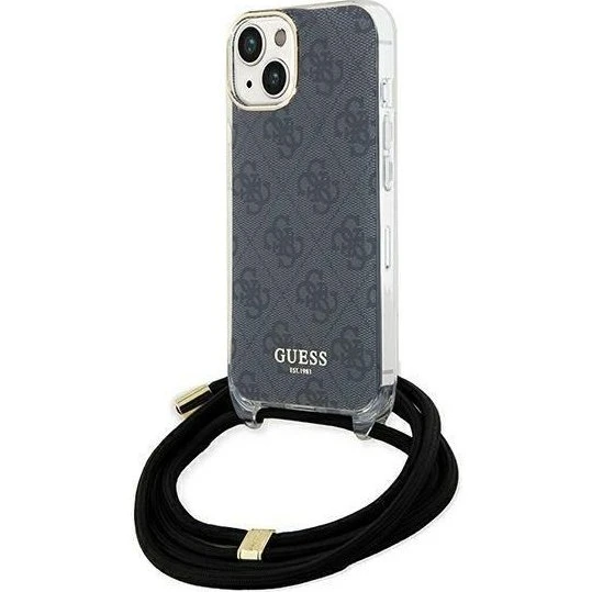 GUESS Crossbody Cord 4G Print Case til iPhone 15/14/13 - Black