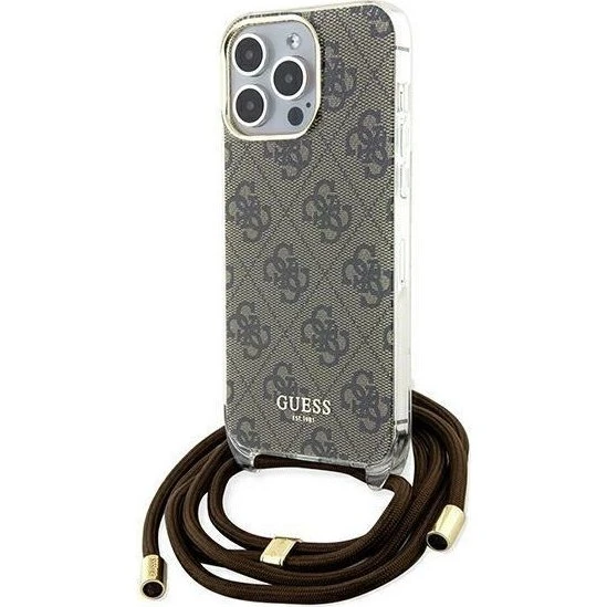GUESS Crossbody Cord 4G Print etui til iPhone 15 Pro Max - Brown