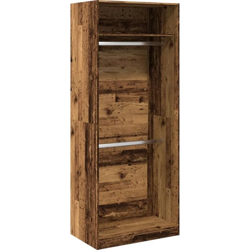 vidaXL klædeskab 80x50x200 cm konstrueret træ, gammelt træ-look