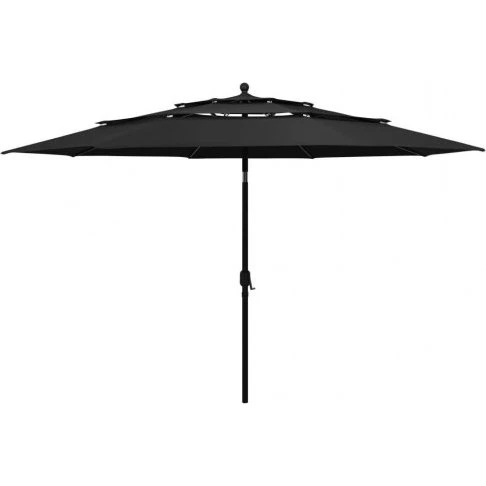 vidaXL Parasol 3,5 m 3-niveauer med aluminiumsstang, sort