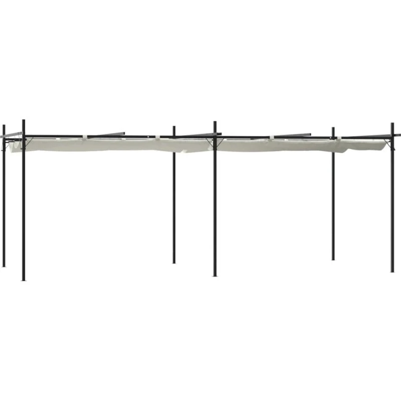 vidaXL pergola med sammenrulleligt tag 589x292x230 cm cremefarvet