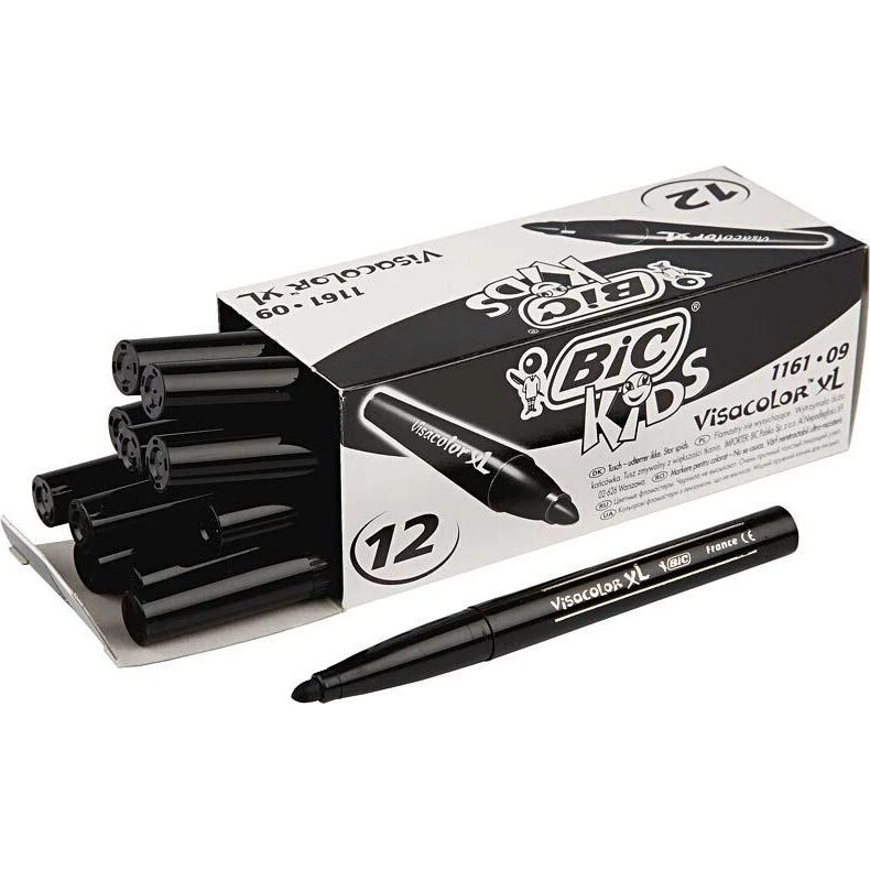 Bic Visa Color Tusch Sort 3 mm - 12 stk.