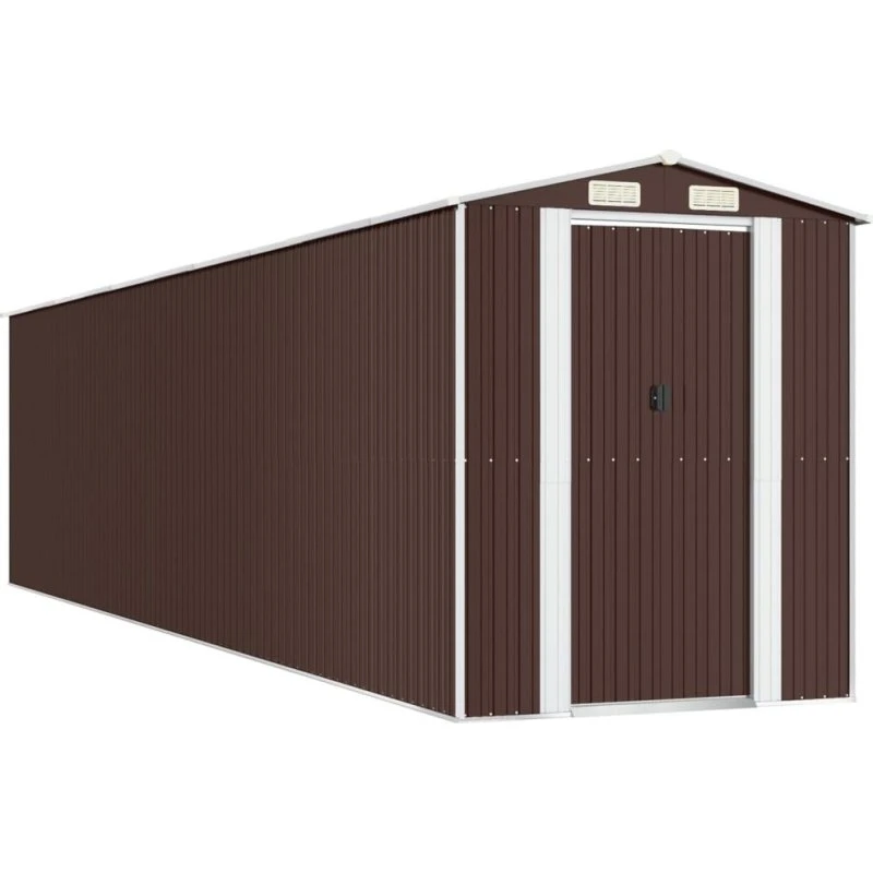 vidaXL haveskur 192x855x223 cm galvaniseret stål mørkebrun