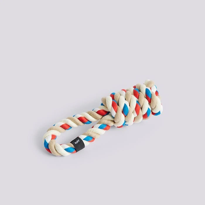 Hay Dog Rope Toy - Rød, turkis & off-white (ø8 x 29 cm)