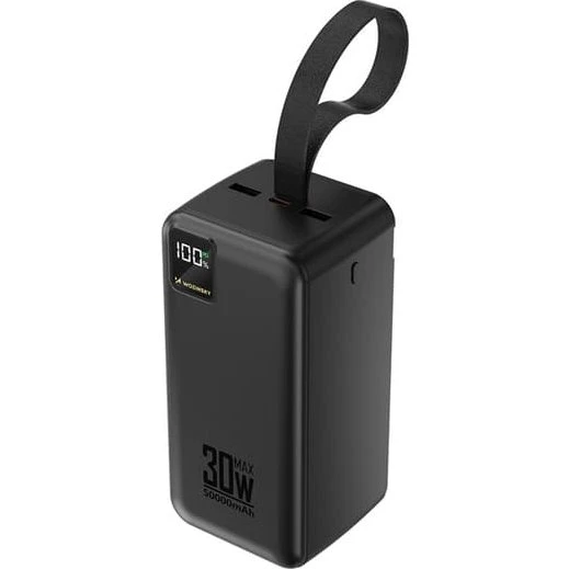 Wozinsky W8-B Powerbank 50000mAh 30W med lommelygte - Sort