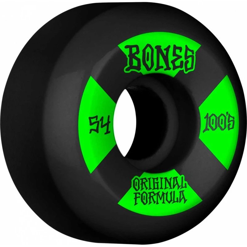 Bones 100's OG Formula V5 Skateboard Hjul 54mm - Sort/Grøn